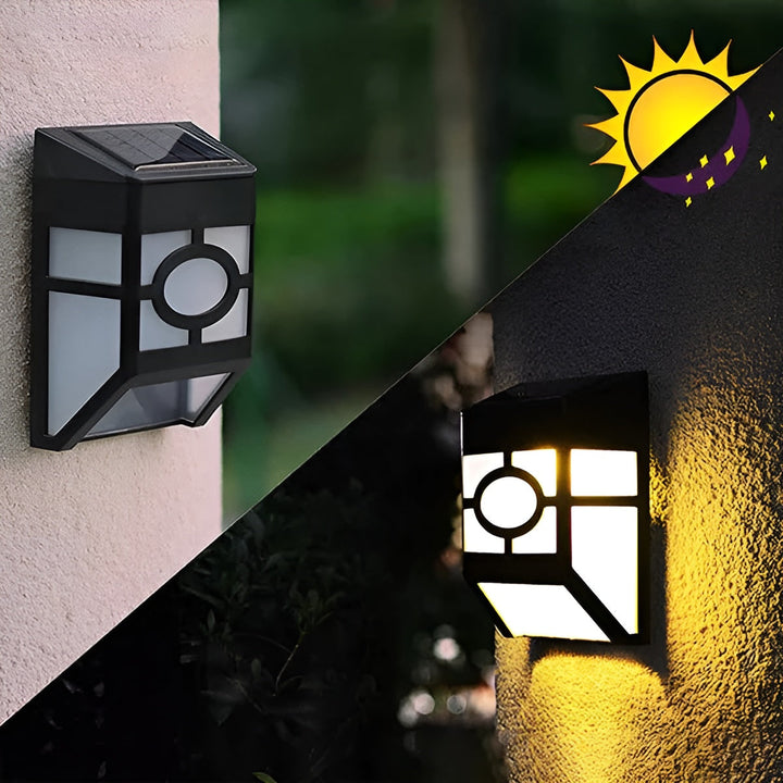 Solcelledrevet LED-vegglampe – Energisparende og værbestandig | 2-pakning for utendørs bruk