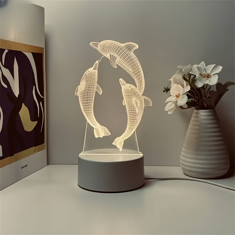 GeoDolphin - Trendy 3D Illusion Bordlampe Skanto