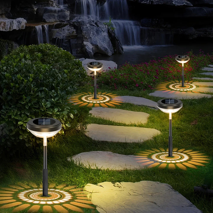 Skanto | Solhage Lampe med Fargeendring – LED Hagebelysning for Utendørs Bruk med Blomster Mønster