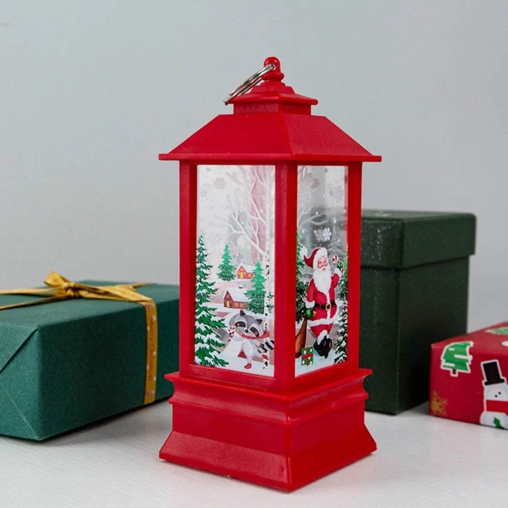 Skanto | Julelys Lys Led Snøreinsdyr Lantern Lys Vintage Slott Julenisse Snømann Hengende Lantern Lampe Nyttårsfeiring Dekorasjon