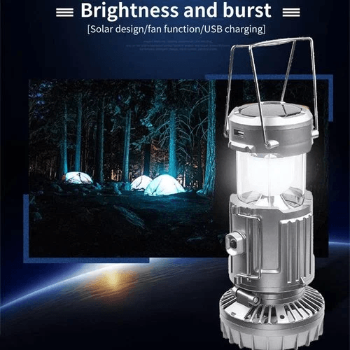 Portable Stretchable Solar Lithium Battery Electric Fan + Emergency Light | Skanto