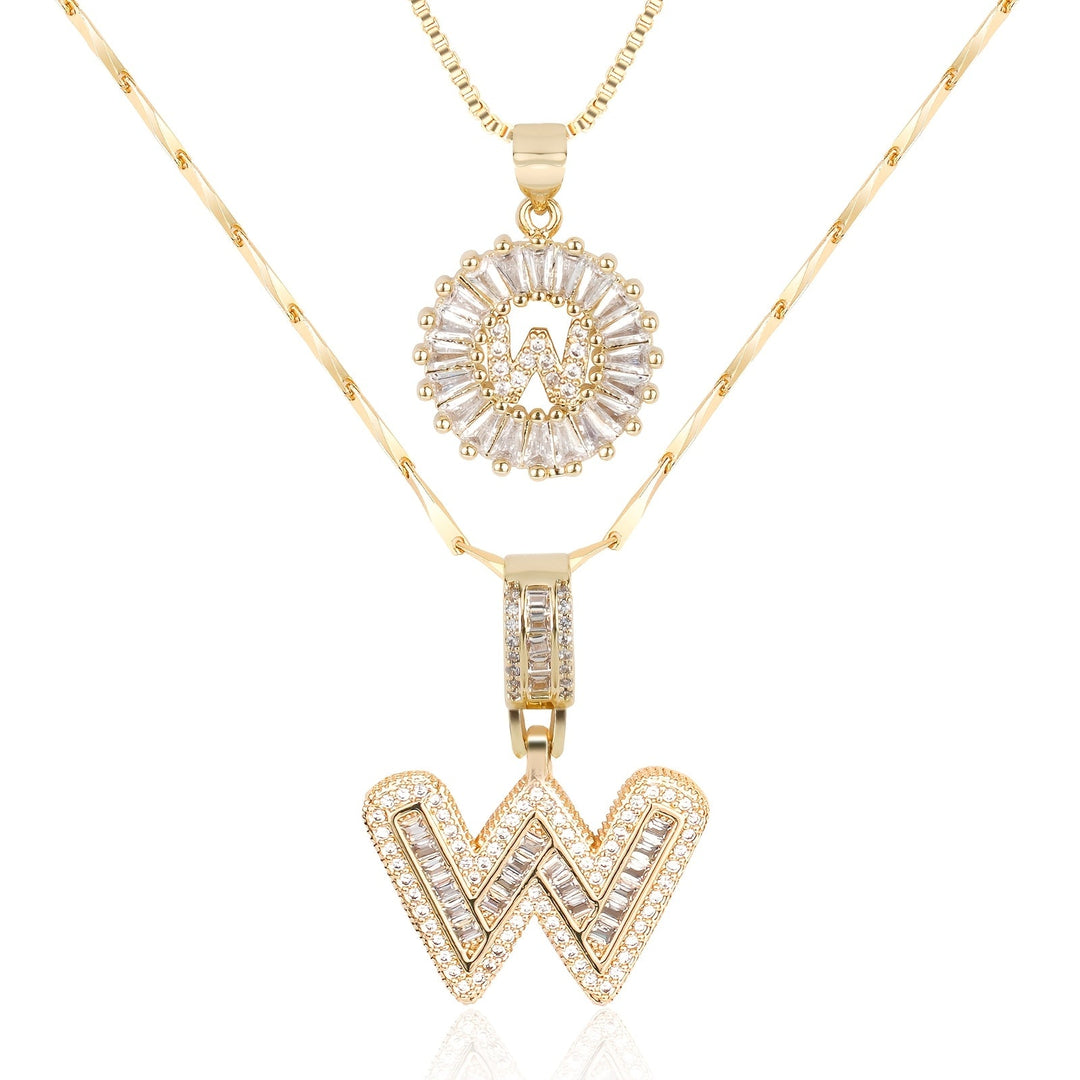 Skanto | 2pc 14k Diamant Bokstav Initial Halskjeder