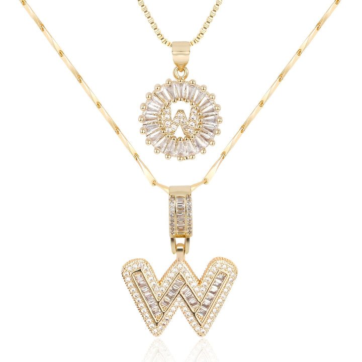 Skanto | 2pc 14k Diamant Bokstav Initial Halskjeder