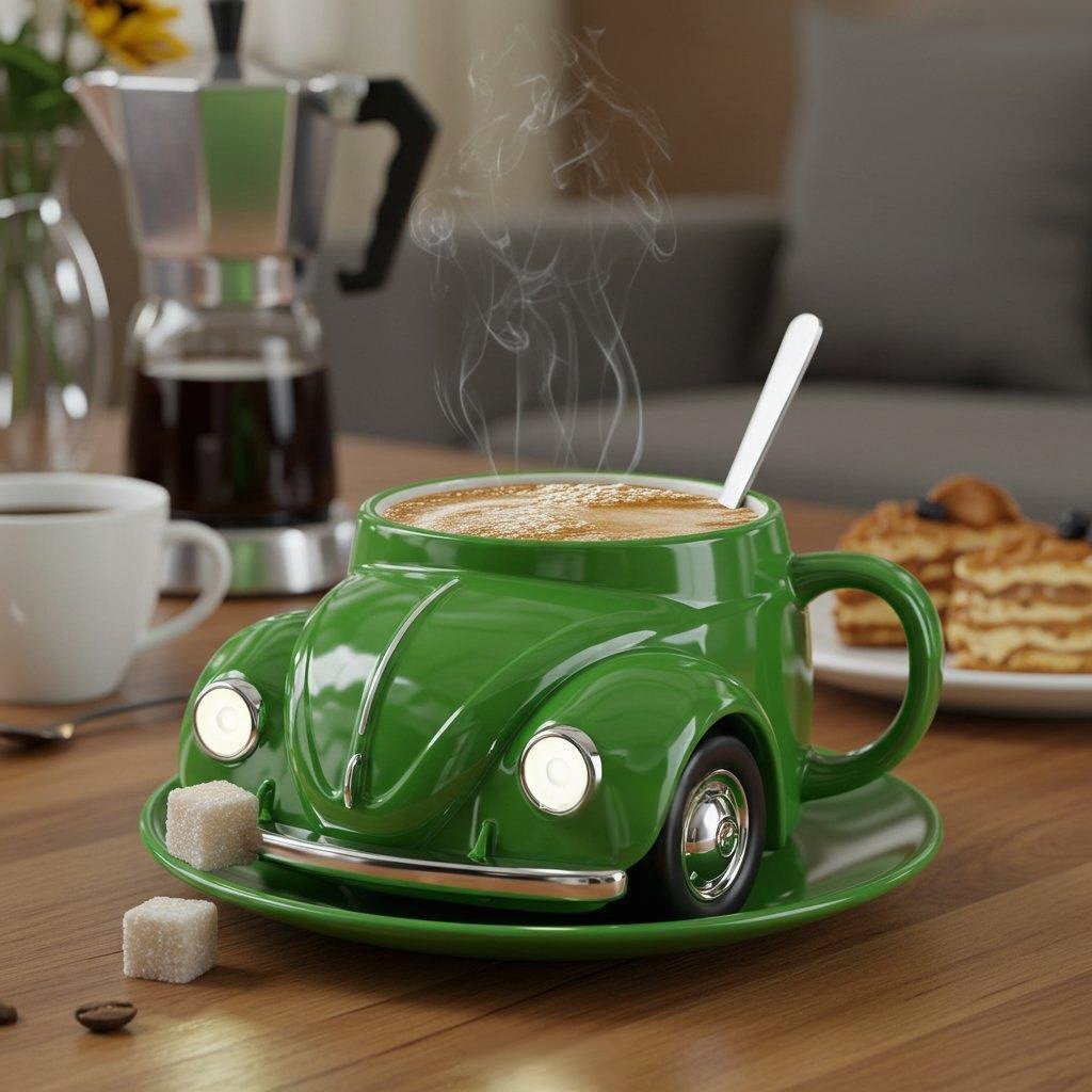 RetroAuto Keramisk Kaffegruppe – Unik 3D Design for Kaffe & Te | Skanto