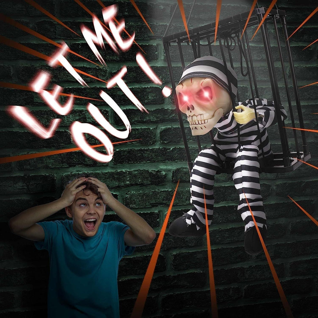 Skanto | TerrorBone Animasjon Skrikende Skjelett – Hengende Halloween Rekvisitt med Bevegelsessensor