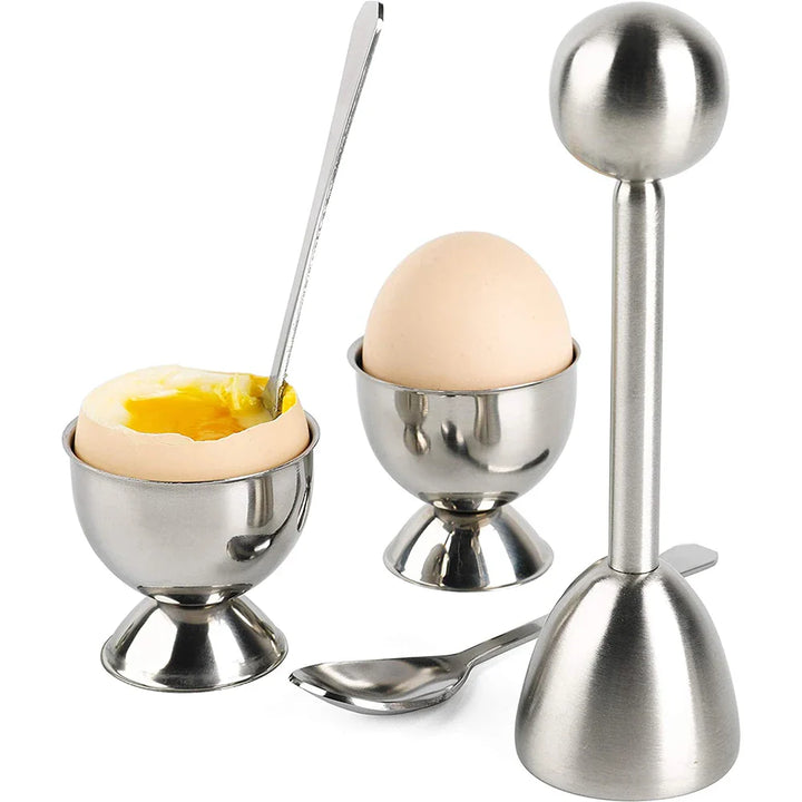 Egg Cracker Topper Sett Rustfritt Stål Myk Hard Kokt Egg Åpner Sett | Skanto