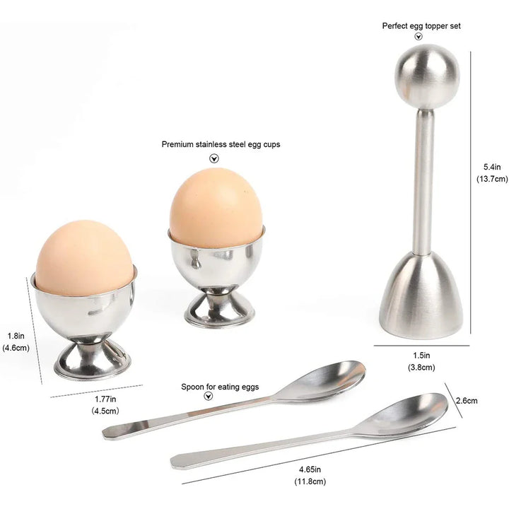 Egg Cracker Topper Sett Rustfritt Stål Myk Hard Kokt Egg Åpner Sett | Skanto