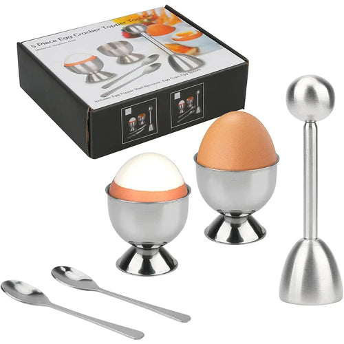 Egg Cracker Topper Sett Rustfritt Stål Myk Hard Kokt Egg Åpner Sett | Skanto