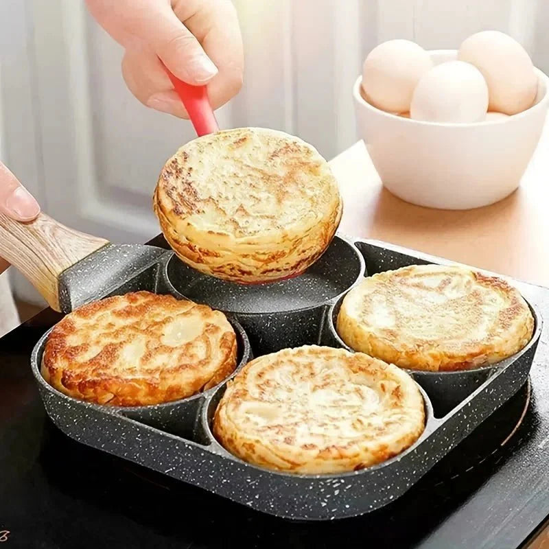 Skanto | ChefVerra Non-Stick Omelettpanne | 4-hulls stekepanne for egg, pannekaker og burgere