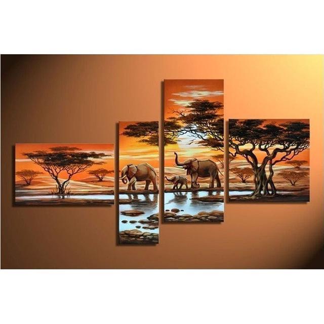 4 Piece Elefanter på Safari - GemPaint Kit | Skanto