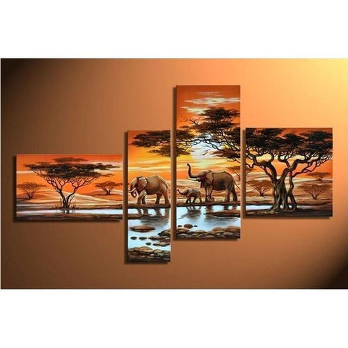 4 Piece Elefanter på Safari - GemPaint Kit | Skanto