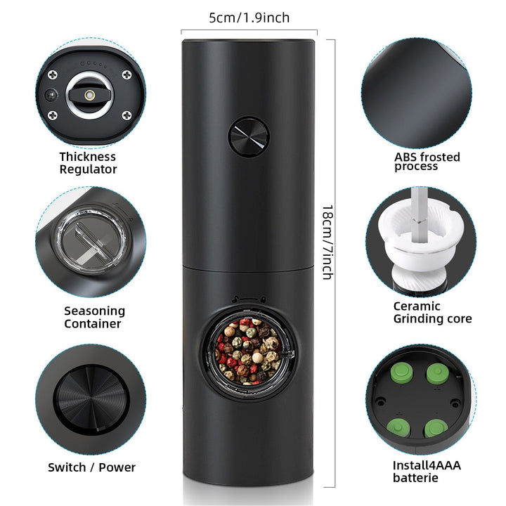 Elektrisk Automatisk Kvernmølle for Pepper og Salt med LED Lys | Skanto