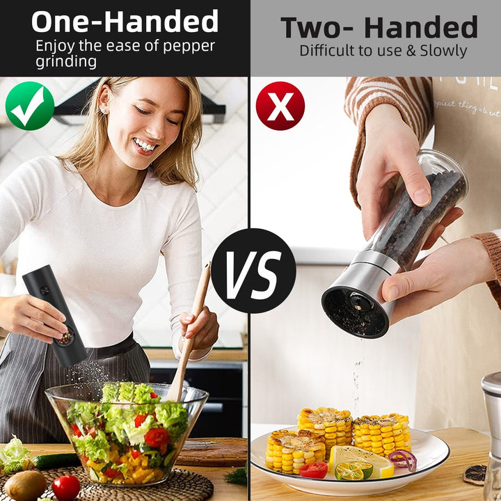 Elektrisk Automatisk Kvernmølle for Pepper og Salt med LED Lys | Skanto