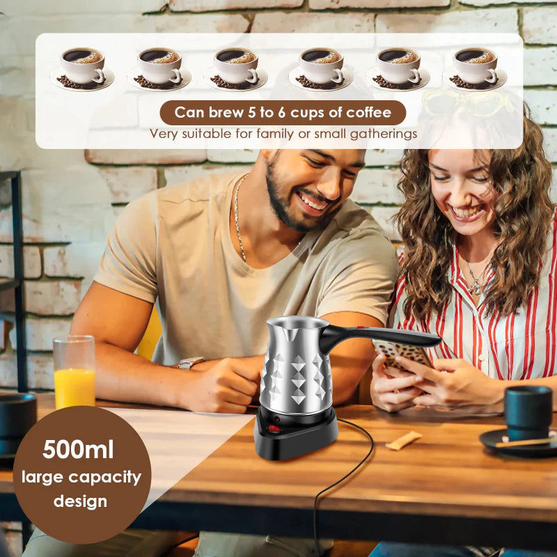 Elektrisk kaffekanne i rustfritt stål espressokoker med sammenleggbart håndtak | Skanto