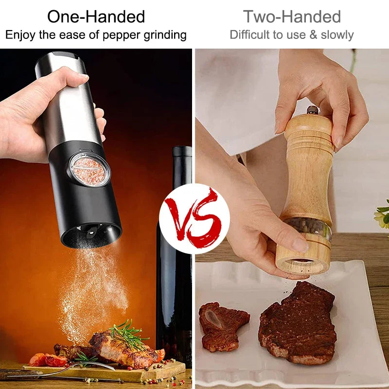 Elektrisk salt pepperkvern sett USB oppladbar automatisk krydderkvern | Skanto