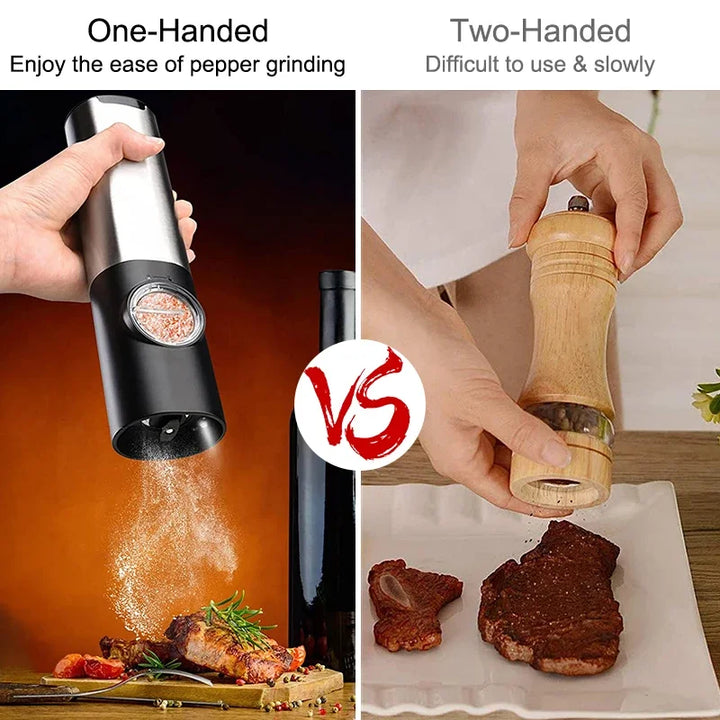 Elektrisk salt pepperkvern sett USB oppladbar automatisk krydderkvern | Skanto