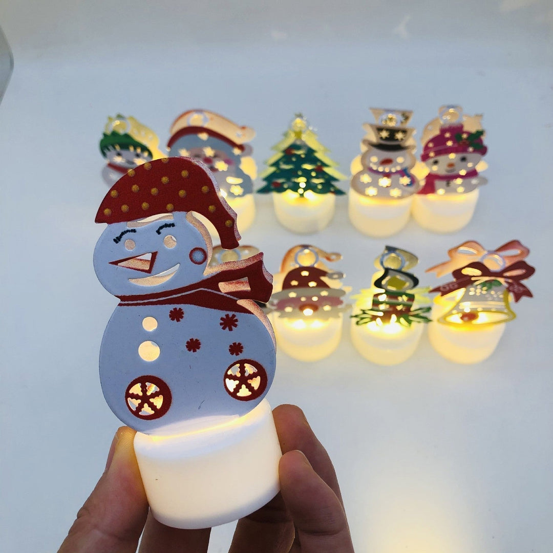 Skanto | Elektroniske LED Julelys Lamper - Sett med 10 - Søte Nisse, Snømann & Tre Nattlys for Festlig Hjem, Fest & Hagedekor