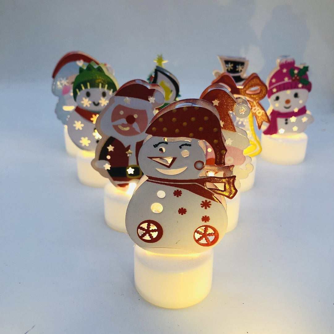 Skanto | Elektroniske LED Julelys Lamper - Sett med 10 - Søte Nisse, Snømann & Tre Nattlys for Festlig Hjem, Fest & Hagedekor