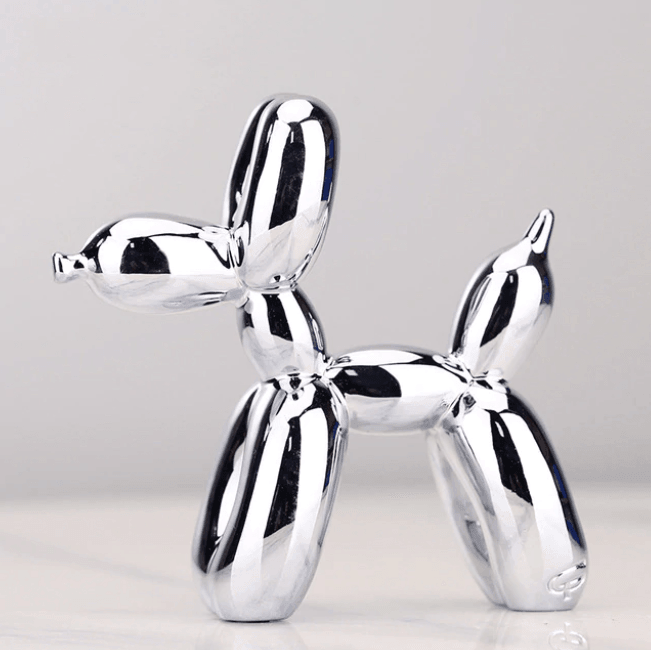 Skanto | Elektroplaterte ballonghund skulptur