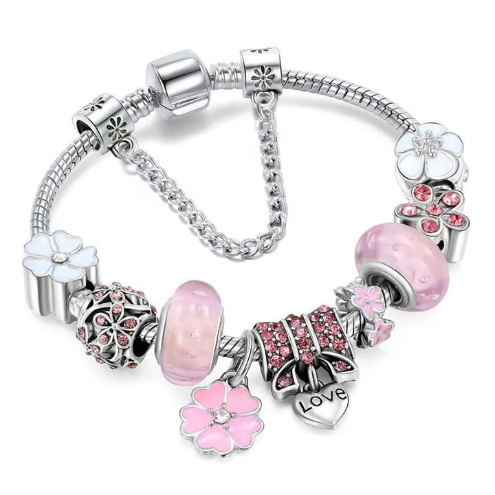 Skanto | Elegant Floral Charm Bracelet in 925 Sterling Silver for Women - Naturinspirert Design