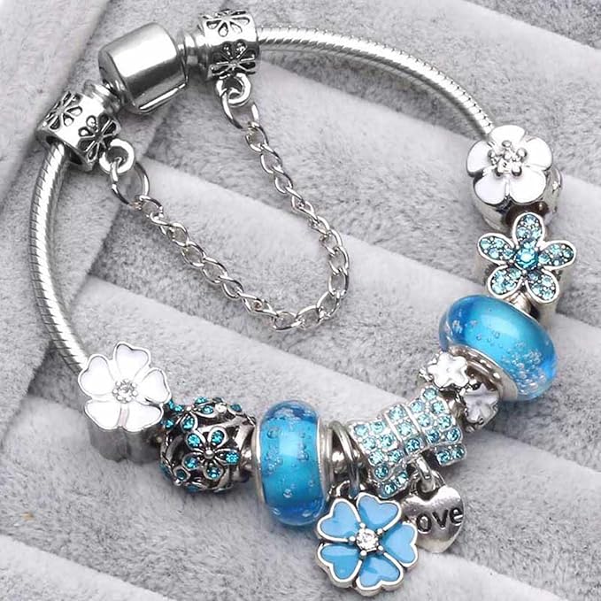 Skanto | Elegant Floral Charm Bracelet in 925 Sterling Silver for Women - Naturinspirert Design