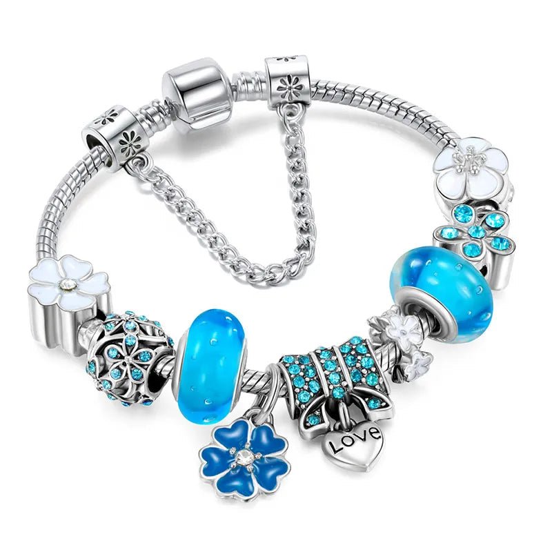 Norvo | Elegant Floral Charm Bracelet in 925 Sterling Silver for Women - Naturinspirert Design