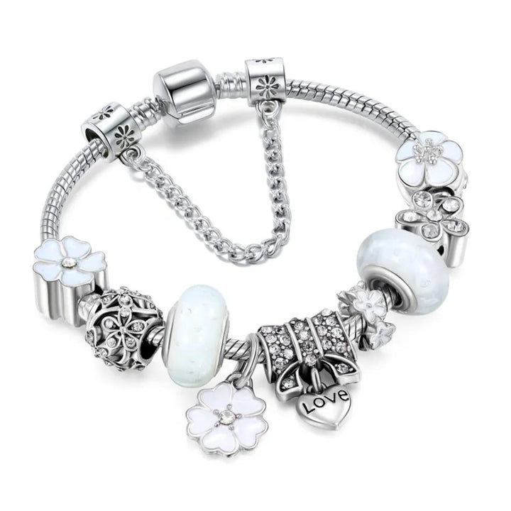 Skanto | Elegant Floral Charm Bracelet in 925 Sterling Silver for Women - Naturinspirert Design