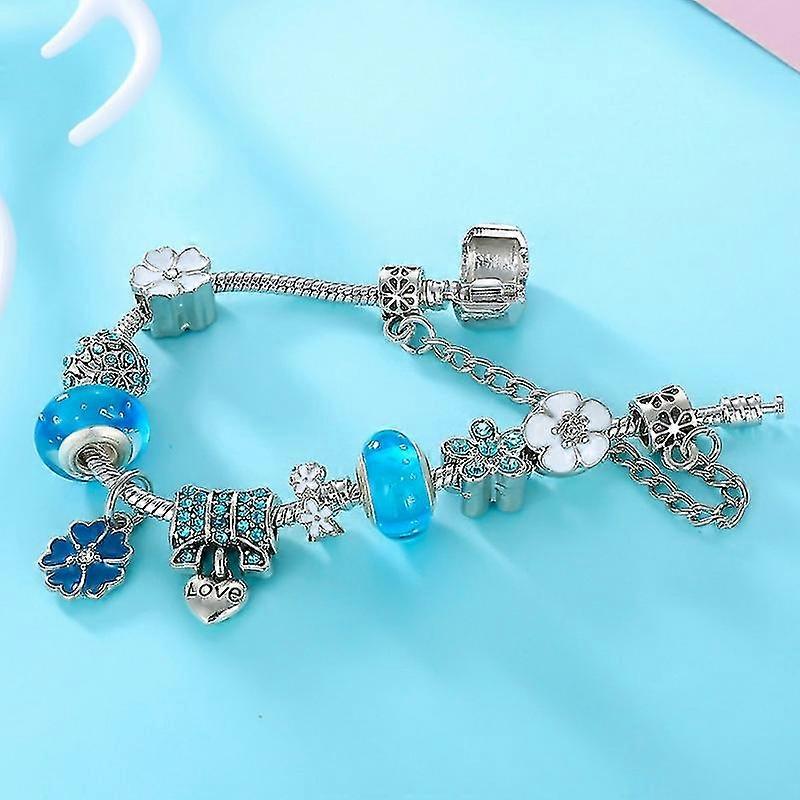 Skanto | Elegant Floral Charm Bracelet in 925 Sterling Silver for Women - Naturinspirert Design