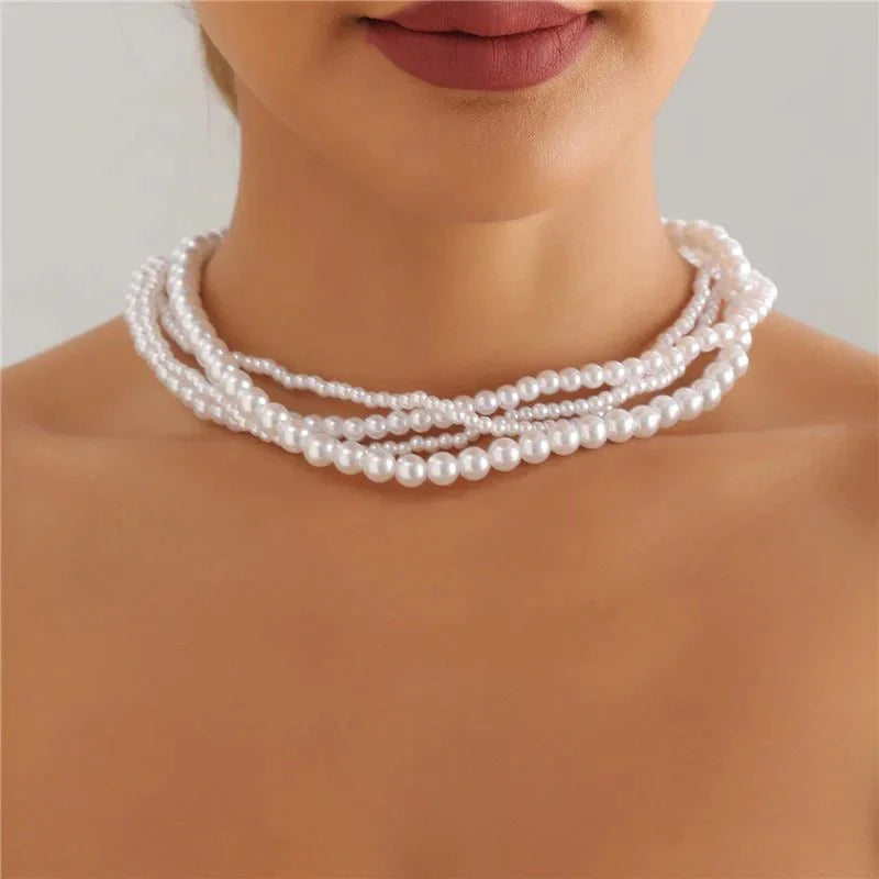 Skanto | Elegant Pearl Embrace Lagd Choker Halskjede