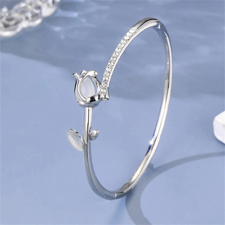 Skanto | Elegant Tulip Opal Diamond Accented Bracelet