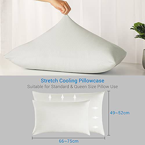 2-Pack Kjøling Putetrekk – Premium Silke Hvit Striper, Teknologi, Q-Max 0.3 | Skanto