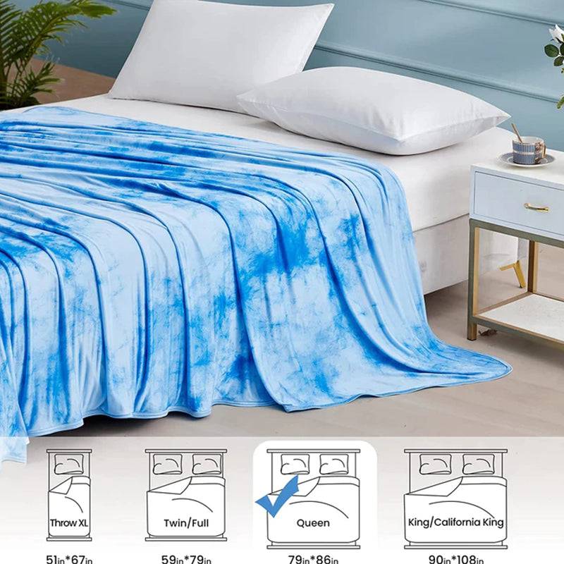 Tie-Dye Kjøleteppe – Q-Max > 0.5, Dobbeltsidig & Stilfull Farge Blå | Skanto