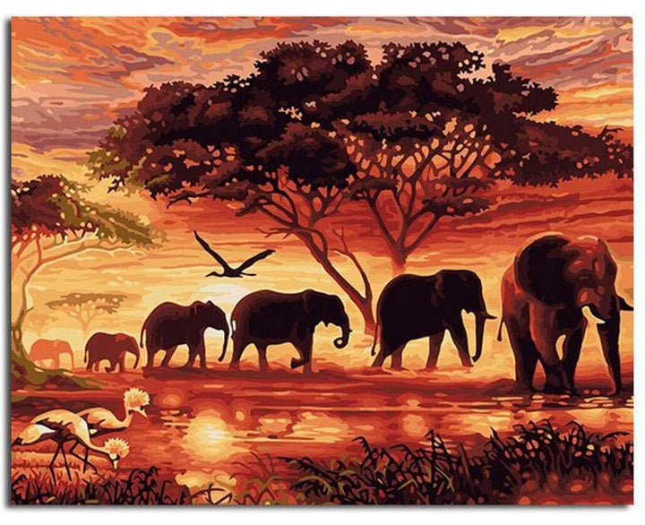 En Elefant Parade - Van-Go Mal-For-Nummer Sett | Skanto