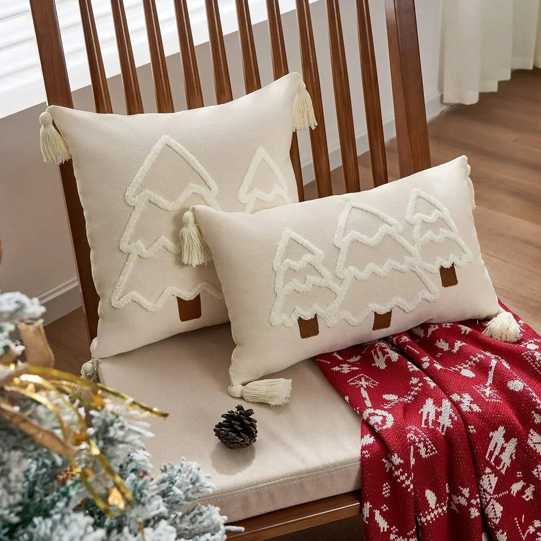 Brodert julestrømpepude i bomullscanvas | Skanto