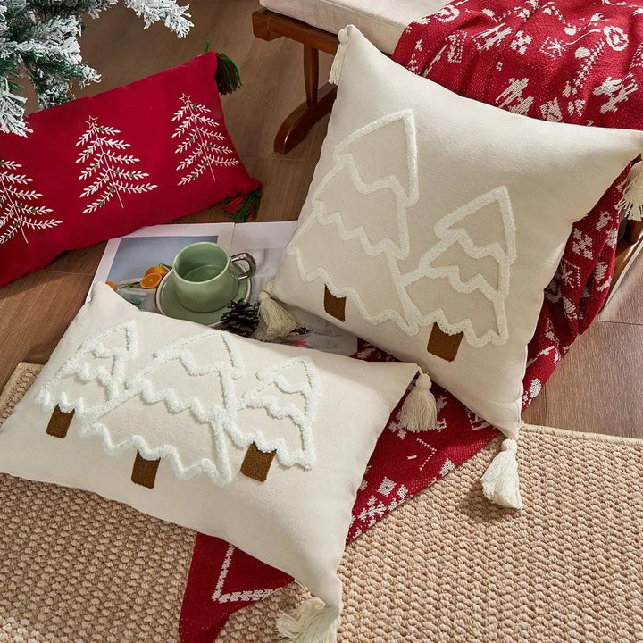Brodert julestrømpepude i bomullscanvas | Skanto