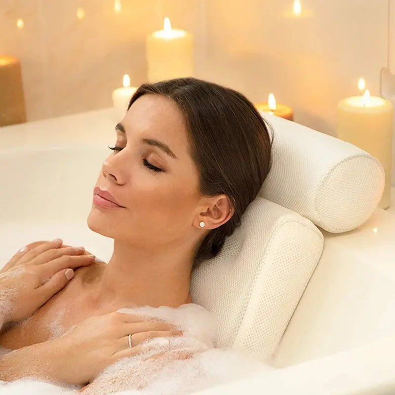 Skanto | ErgoRelax Badpute – Ergonomisk, Hurtigtørkende Spapute med Antiskli Sugekopper for Nakkestøtte, Skulderstøtte og Ryggstøtte