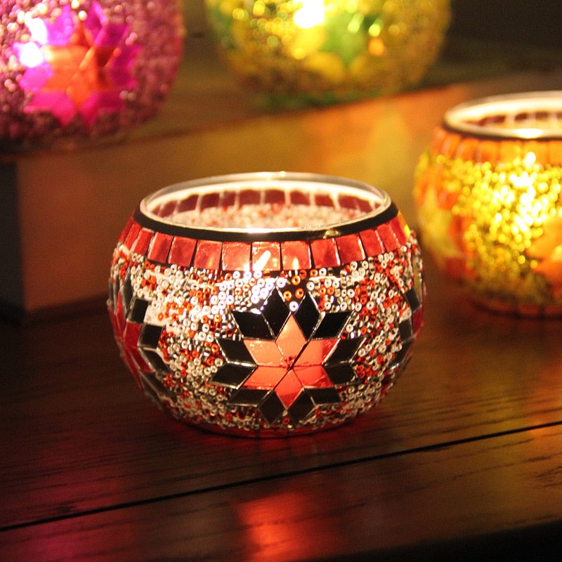 Europeisk mosaikk lysholder vegg lysestake ornament matching t-ljus | Skanto