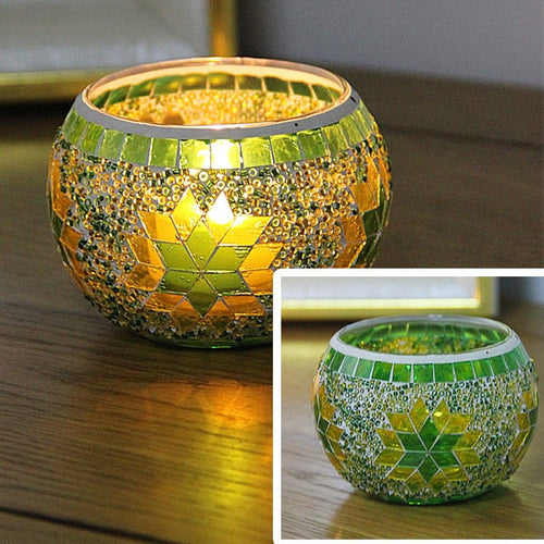 Europeisk mosaikk lysholder vegg lysestake ornament matching t-ljus | Skanto