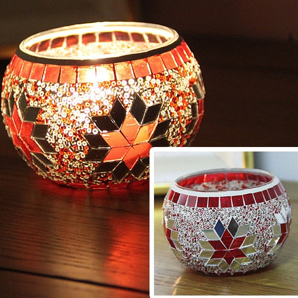 Europeisk mosaikk lysholder vegg lysestake ornament matching t-ljus | Skanto