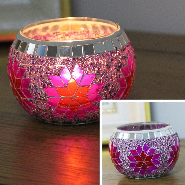 Europeisk mosaikk lysholder vegg lysestake ornament matching t-ljus | Skanto