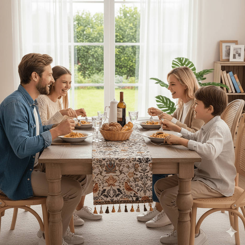Skanto | EVERBLOOM LINENS – Elegant Duket med Blomster- og Fugl Jacquard Design