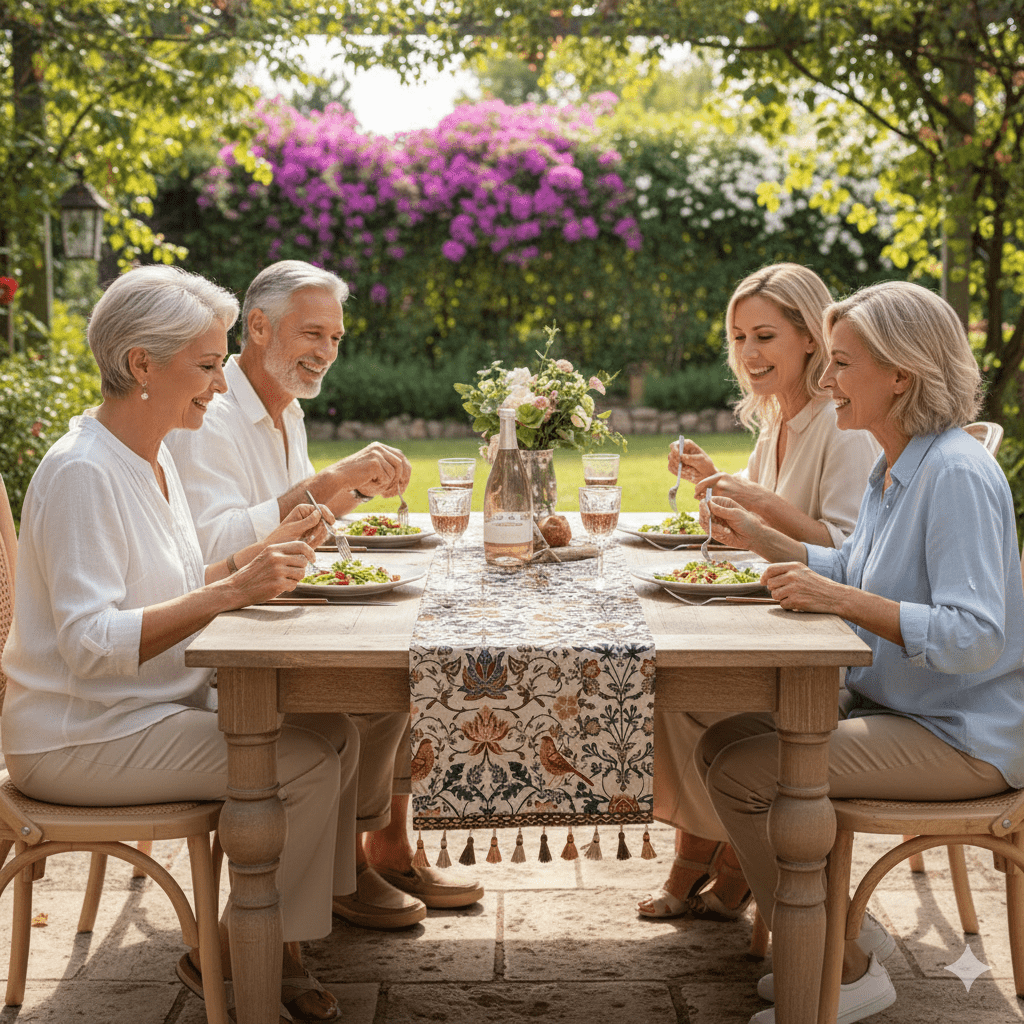 Skanto | EVERBLOOM LINENS – Elegant Duket med Blomster- og Fugl Jacquard Design