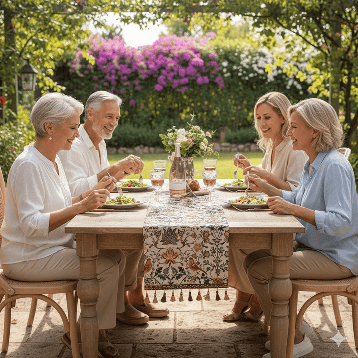 Skanto | EVERBLOOM LINENS – Elegant Duket med Blomster- og Fugl Jacquard Design