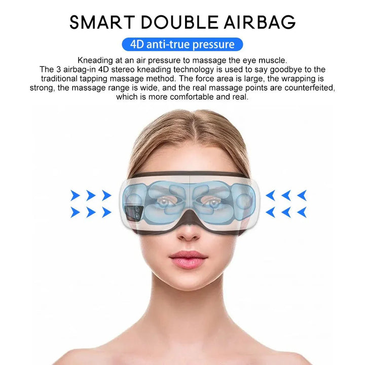 Skanto | Eyeglow Smart 6D – Øyemassasje med varme, vibrasjon og Bluetooth for skjermtrøtte øyne