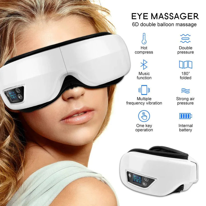 Skanto | Eyeglow Smart 6D – Øyemassasje med varme, vibrasjon og Bluetooth for skjermtrøtte øyne