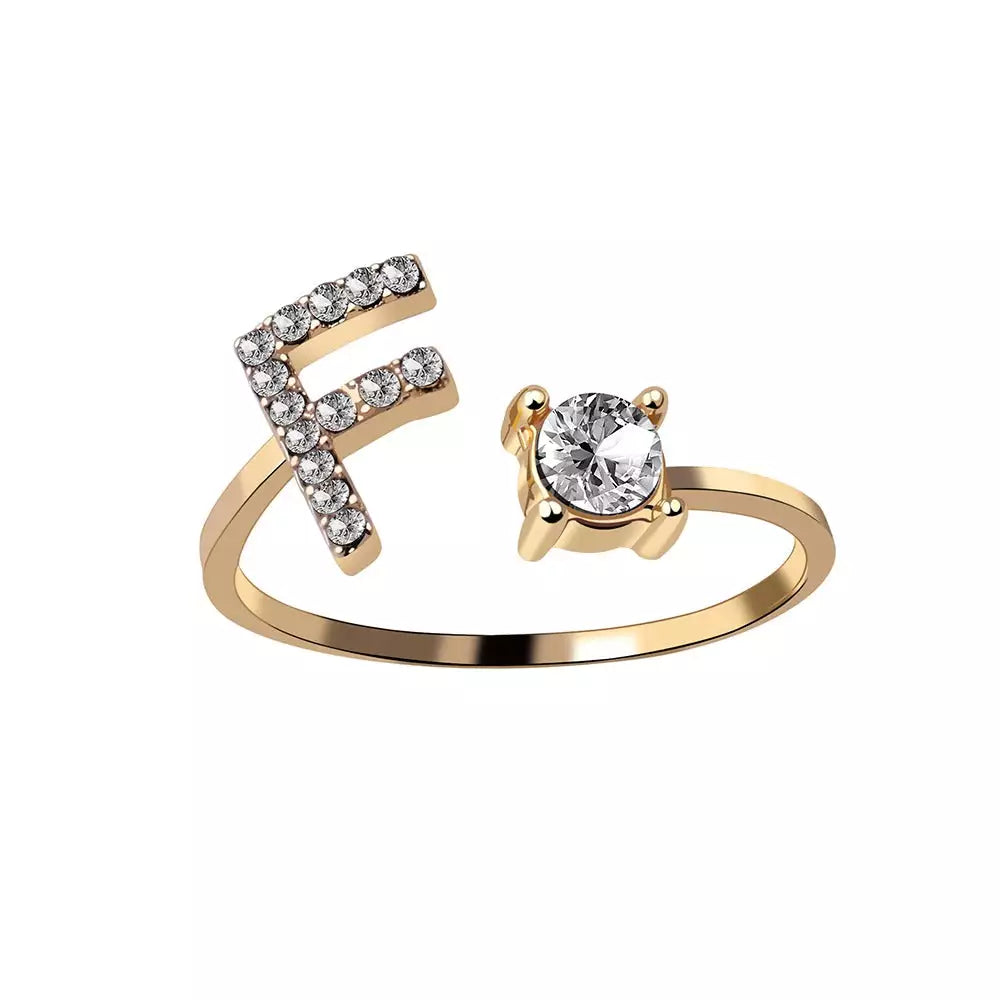 Skanto | Justerbar Delikat Diamant Bokstav Initial Ring