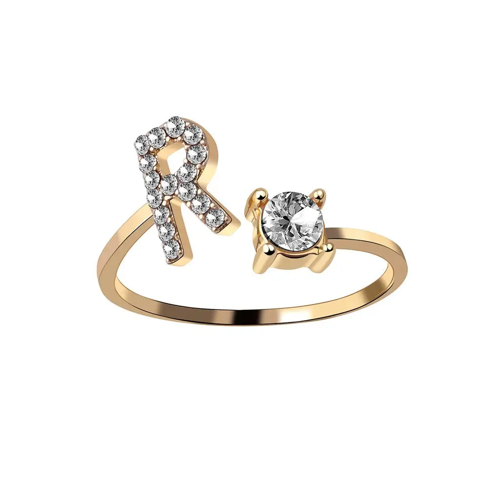 Skanto | Justerbar Delikat Diamant Bokstav Initial Ring