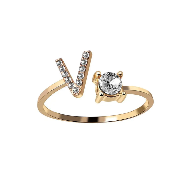 Skanto | Justerbar Delikat Diamant Bokstav Initial Ring