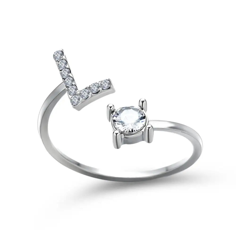 Skanto | Justerbar Delikat Diamant Bokstav Initial Ring