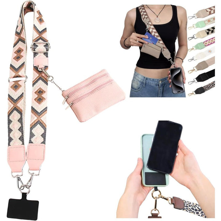 Skanto | Stilig Crossbody Telefon Lanyard med Avtakbar Mini Lommebok